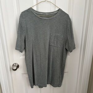 J. Crew Green and Black Striped Short Sleeve Tee